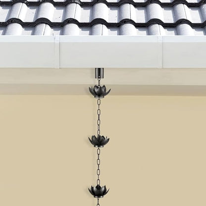 Rain Chain Set, 4ft Copper Plated Rain Chain for Gutters with Adapter, Rain Chain Cups to Replace Gutter Downspout