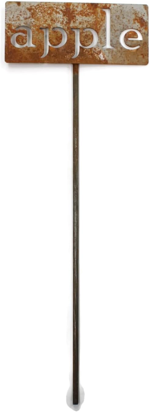 Classic Metal Garden Markers 19 Inches Tall (apple, Naturally Rusted)