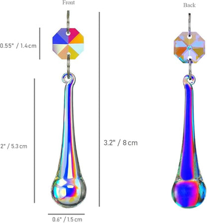 12pcs Raindrop Crystal Chandelier Prisms Parts, Hanging Crystals Beads for Chandeliers, Home Decoration