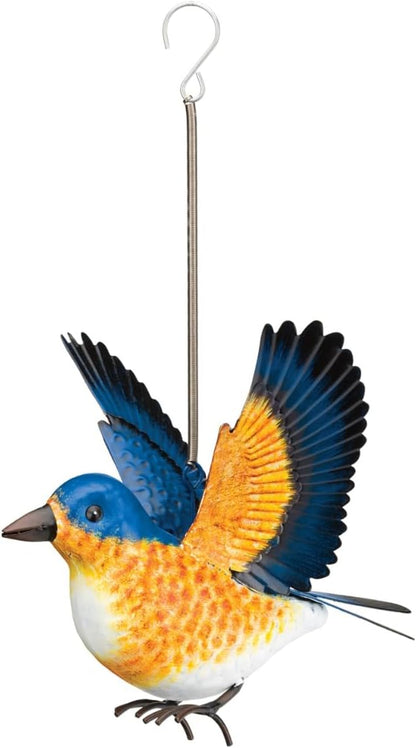 Regal Art & Gift Bird Bouncie - Bird Garden Decor Outdoor Metal Bird Hanging Ornament for Yard Patio Lawn - Blue Bird
