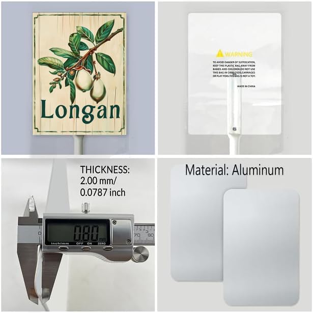 Uptell Vintage Aluminum Longan Fruit Signs Yard Sign with Stake for Garden Fruit Garden Label Stakes Plant Markers for Outdoor Plants Waterproof 8x12 inch