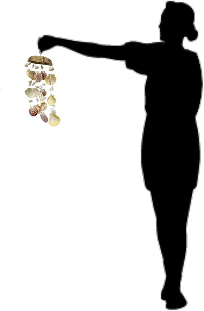 Seashell Windchime Coastal Hanging Decor – Clam Shell Coconut Beach Wind Chime Indoor Outdoor Patio Garden Gift 18”