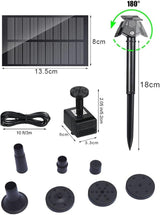 Solar Garden Fountain with Adjustable Spray Options, Perfect Addition to Bird Baths and Ponds (1.5W Without Battery)