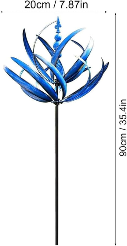 Large Outdoor Metal Wind Spinners,Garden Metal Wind Sculpture,Wind Spinners for Yard Garden,Unique and Magical Metals Windmill Outdoor Wind Spinner,360° Swivel Wind Sculpture Yard Art,Durable (Blue)