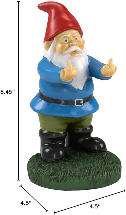 Gnometastic Middle Finger Gnome Statue 8.5in, The Original Double Bird Funny Garden Gnomes Statues Outdoor Decorations for Yard, Patio and Lawn Ornaments