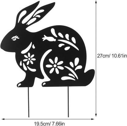 Yardwe Metal Rabbit Garden Stake 10.62X8.46 Inch Outdoor Lawn Ornament Bunny Silhouette Decorative Yard Art for Patio Garden Walkway and Easter Yard Stakes