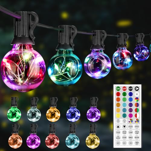30FT G40 LED String Lights - 24 Color Changing, 128 Modes, Dimmable Waterproof