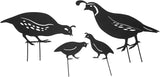 Outdoor Quail Family Yard Decorative Iron Art Metal Quail Stake Statue for Garden Yard, Set of 4