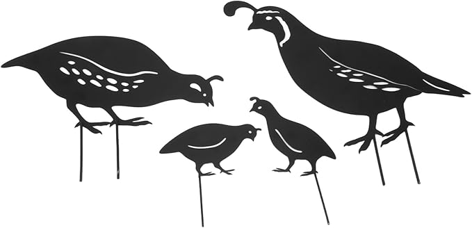 Metal Quail Family Yard Decor Innovative Iron Art Hand Crafted Quail Stake Statue for Garden Yard Outdoor
