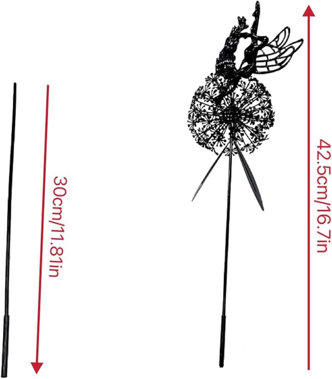 Flower Fairy Dancing with Dandelion Garden Sculpture,Angel Metal Ornaments Stainless Steel Statue Decorations,Wonderland Outdoor Yard Lawn Patio Stakes Sculptures Decor (E)