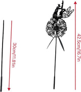 Flower Fairy Dancing with Dandelion Garden Sculpture,Angel Metal Ornaments Stainless Steel Statue Decorations,Wonderland Outdoor Yard Lawn Patio Stakes Sculptures Decor (E)