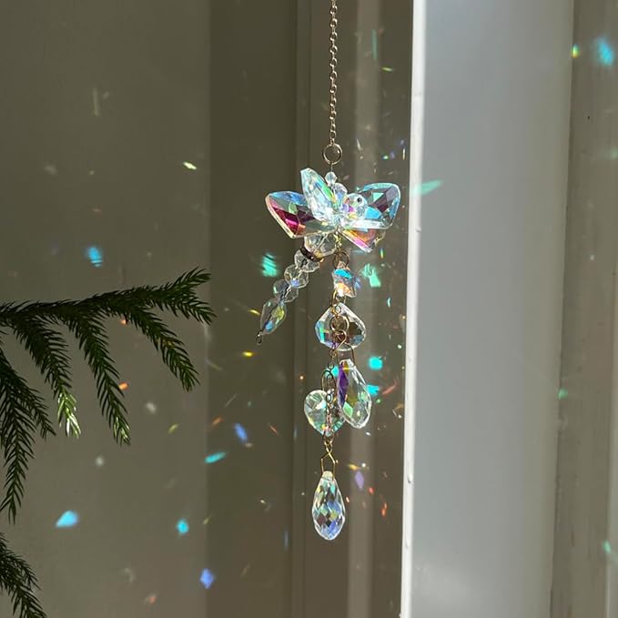 Hanging Prism Dragonfly Sun Catchers Indoor Window Rainbow Maker Sparkling Crystal Decor Sunlight Suncatcher