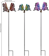 3 Pack Butterfly Decorative Garden Stakes,Metal Openwork Colorful Butterflies Yard Art Garden Stakes for Outdoor Lawn Pathway Patio Plant Pot Flower Bed Ornaments