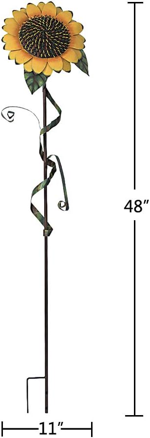 Y&K Decor Metal Sunflower Garden Stake Large Flower Yard Stake Decoration (48'')