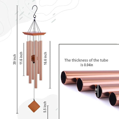 39" Deep Tone Large Wind Chimes for Outside Clearance, Memorial Sympathy Wind Chimes Outdoor for Porch Garden Yard Decor Patio,Sympathy Gifts for Loss of Loved One,Rose Golden