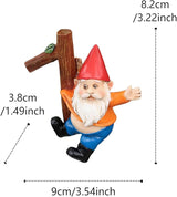 Funny Garden Gnome Statue Flower Pot Hugger, Jackets Hanging on Branch Gnome Figurine Resin Sculpture Outdoor Decor Patio Lawn Yard Fence Plant Pot Ornaments
