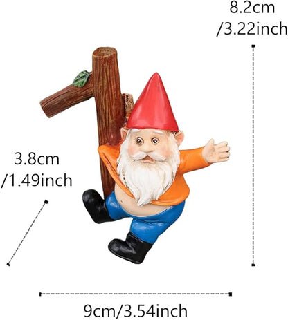 Funny Garden Gnome Statue Flower Pot Hugger, Jackets Hanging on Branch Gnome Figurine Resin Sculpture Outdoor Decor Patio Lawn Yard Fence Plant Pot Ornaments