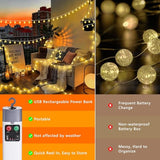 Joomer Camping String Lights - 33FT 100LED Rechargeable Warm White