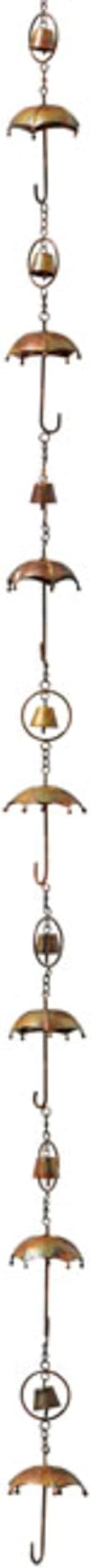 Ancient Graffiti Umbrella & Bell Rain Chains, Copper Colored, Pack of 2