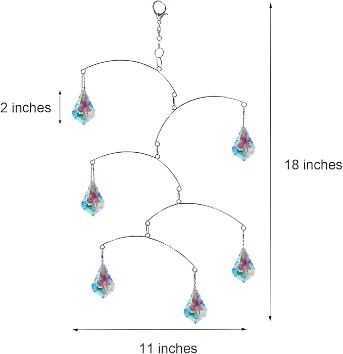 DIY Crystal Sun Catcher Wind Chime, Hanging Prisms Rainbow Maker Suncatcher for Home and Garden Decoration (FL-50AB-6FY)
