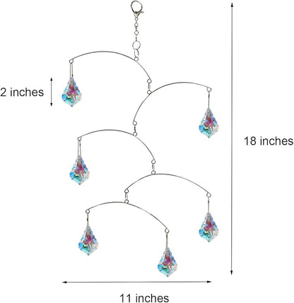 DIY Crystal Sun Catcher Wind Chime, Hanging Prisms Rainbow Maker Suncatcher for Home and Garden Decoration (FL-50AB-6FY)