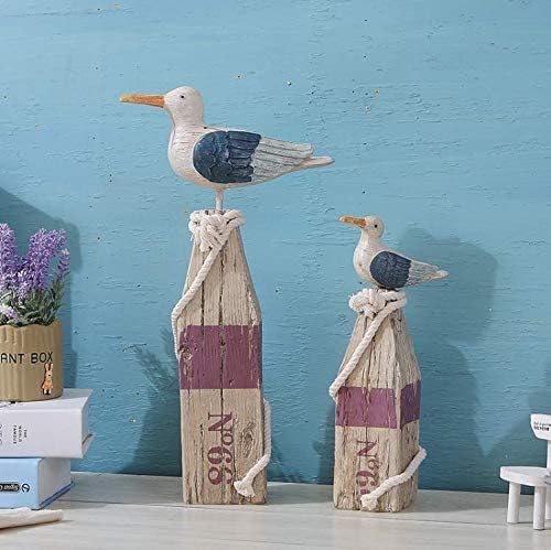 Seagull Figurine Sea Bird Statue Coastal Bird Figurines for Garden Resin Seagull Decor Seabird Decoration Birds Sculptures Yard Outdoor Indoor Nautical Decor Ocean Beach Home 15.5 Inch