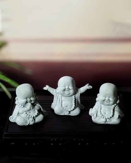 Mini Monk Buddha Statue Sandstone Statues Zen Monk Praying Statue Sculptures for Wealth Good Luck Feng Shui Decor Home Fish Tank Aquarium Garden (Style 17)