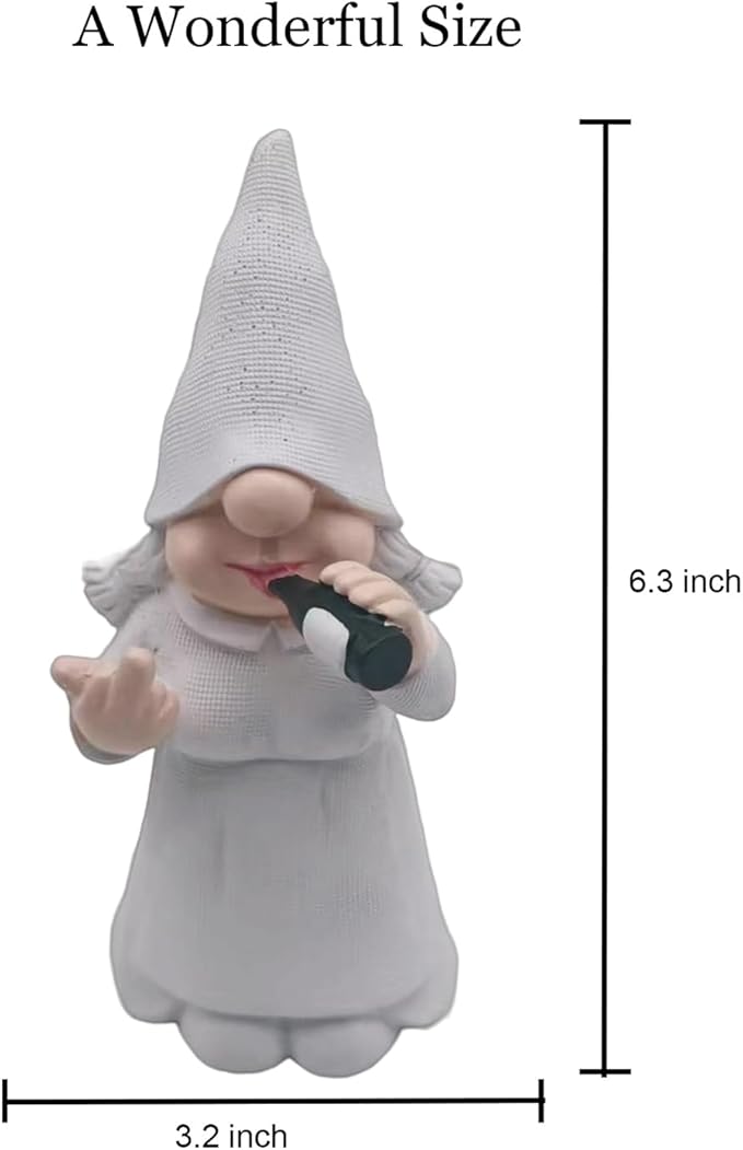 MINICAR Drinking Gnome Statue Female, Funny Outdoor Garden Yard Lawn Sculpture Decoration Home Decor Naughty Gifts, 6.3 Inch Tall