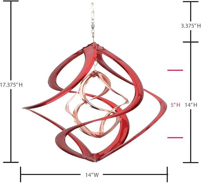 Red Carpet Studios The Original Cosmix Deluxe Helix Wind Spinner, Medium14-Inch, Double Red & Copper