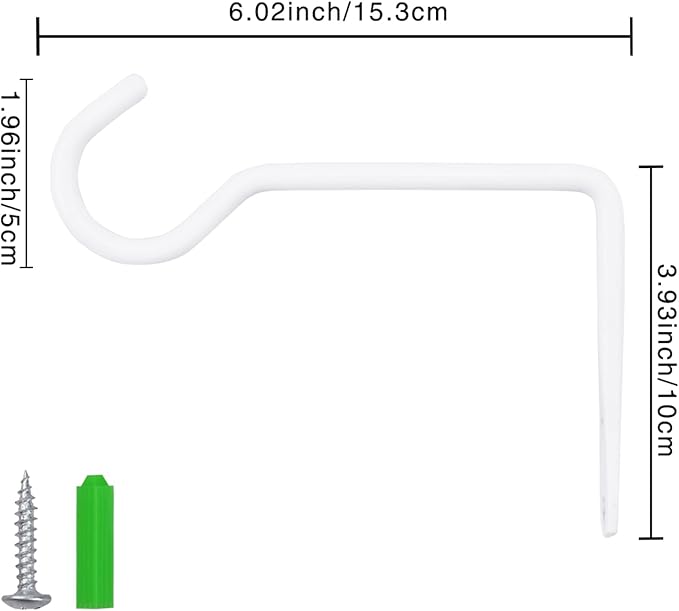 6 Inch Metal Wall Plant Hanger for Hanging Plants, Bird Feeders, Wind Chimes, Flower Baskets – Plant Hanger Indoor Indoor/Outdoor Use, 4 Pack White