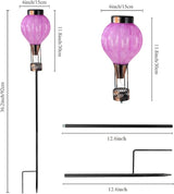 Solar Garden Lights Outdoor with Hot Air Balloon, Stake Garden Lights Solar Waterproof Flickering Lantern Lawn Pathway Patio Decor(Purple)