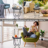 Round Side Table, Weather Resistant Indoor Outdoor Small Side Table