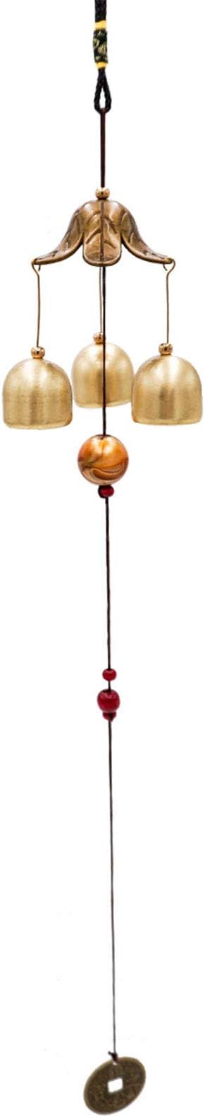 Banfeng 2 Pack Lucky Wind Chimes 3 Bells Feng Shui Wind Bell with S Hook for Good Luck Home Garden Hanging Decoration Gift