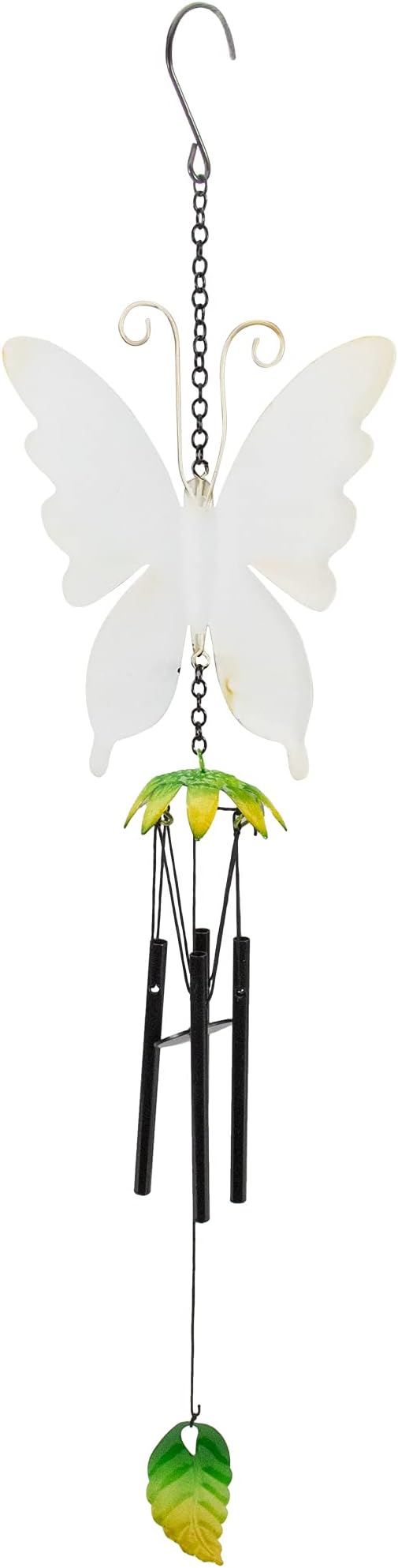 15.75" Orange and Green Metal Butterfly Outdoor Garden Windchime