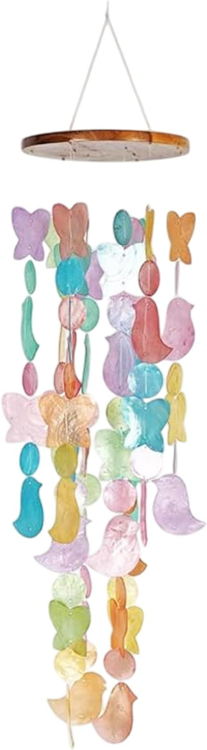 Capiz Shell Wind Chimes - Comfortable & Protective from Negative Energy - Soothing Sound & Aesthetic Appeal - Shell Wind Chimes Perfect for Garden & Porch, (Pastel)