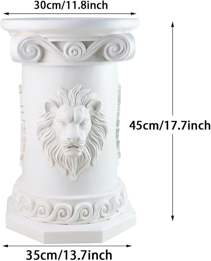 18" Tall Lion Statue Base Decorative Roman Column Pedestal, 18" English Rosette Indoor Outdoor Sculptural Garden Plinth Base Statue Riser, Sturdiness Plinth Base Statue Riser for Statues, Flower Pots, Decor