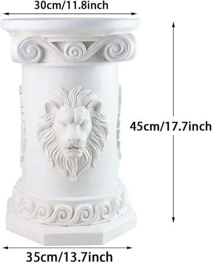 18" Tall Lion Statue Base Decorative Roman Column Pedestal, 18" English Rosette Indoor Outdoor Sculptural Garden Plinth Base Statue Riser, Sturdiness Plinth Base Statue Riser for Statues, Flower Pots, Decor