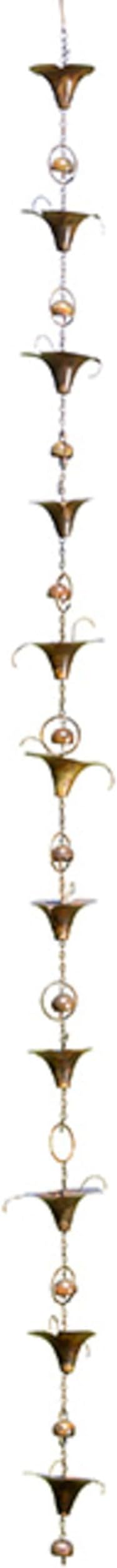 Ancient Graffiti Calla Lilies and Bells Rain Chain, Flamed Copper Colored