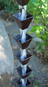 Nutshell Stores Medium Square Cups Rain Chain - Bronze - 9 Feet