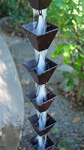 Nutshell Stores Medium Square Cups Rain Chain - Bronze - 15 Feet