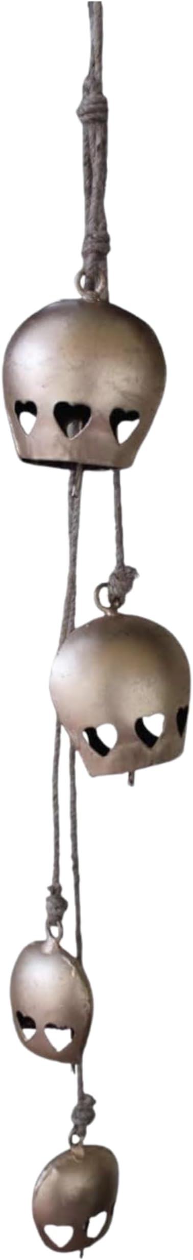 Mango Gifts Vintage 4 Bells Hanging Chimes with Rustic Jute Rope Tranquil Wind Chimes for Garden Outdoor and Patio, Boho Windchimes Decoration (MGT32)