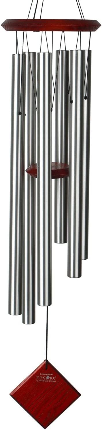 Woodstock Chimes Pluto Wind Chime for Outside 37" Silver Medium Tone Sound for Outdoor Garden, Patio, Porch Decor Gifts, Encore Collection, DCS37
