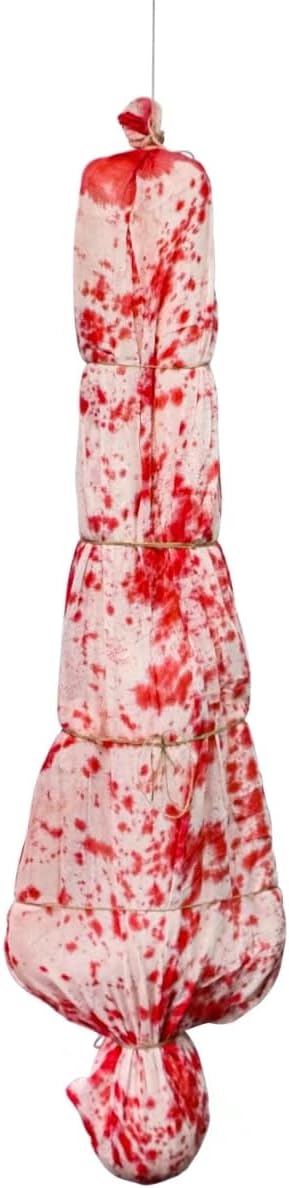 5ft Halloween Hanging Decoration, Inflatable Scary Prop with Gauze Wrap and Rope, Creepy Haunted House & Yard Decor for Outdoor Indoor Party Scenes (Assembly Needed)