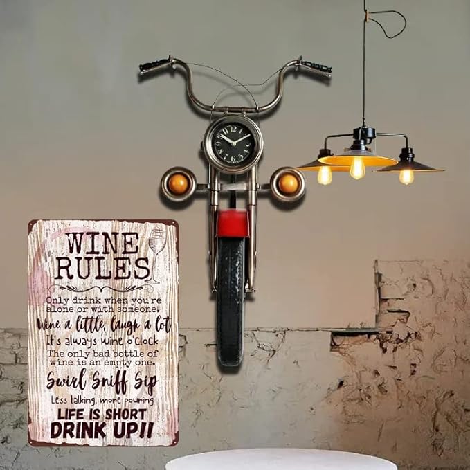 Vintage Wine Rules Metal Tin Signs - Life is Short Drink Up - Art Poster Wall Decoration for Bar Pub Club Liquor Store 12x8 inches