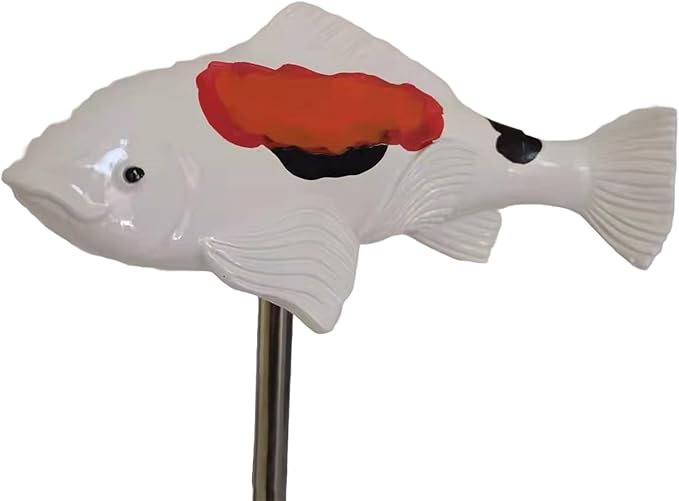 Koi Fish Decor Garden: 3 Pcs Resin Koi Fish Sculpture, Garden Fishes Statue with Stake, for Outdoors, Patio, Yard, Lawn, Pond and Home Decoration (White)
