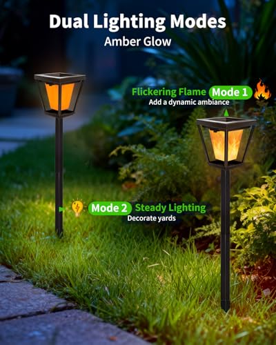 BRIMAX 6-Pack Solar Pathway Lights - Flickering Flame