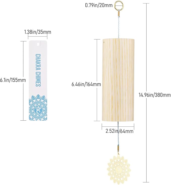 Chakra Chimes Natural Bamboo Wind Chimes Meditation Chord Windchime Wind Bell for Home Decoration Zen Mindfulness Throat Chakra