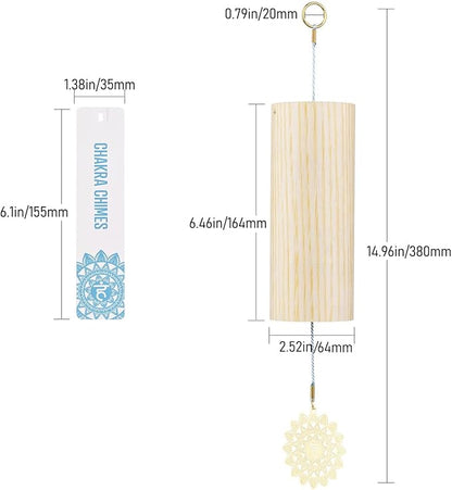Chakra Chimes Natural Bamboo Wind Chimes Meditation Chord Windchime Wind Bell for Home Decoration Zen Mindfulness Throat Chakra