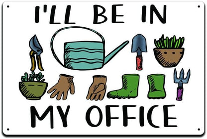 I'd Rather Be In My Office 12 X 8 Inch Metal Sign Waterproof Sunflower Garden Indoor Outdoor Patio Yard Wall Décor Plants House Home Flowerbed MS029