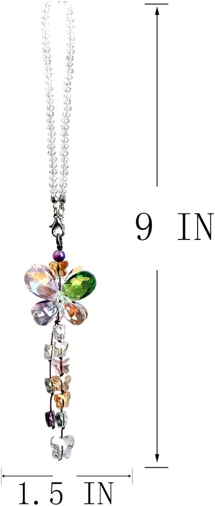 H&D HYALINE & DORA Car Charms Rear View Mirror Accessories,Crystals Ornaments Chandelier Crystals Hanging Prisms Fengshui Suncatcher Rainbow Pendant Maker Car Charm (Colorized)